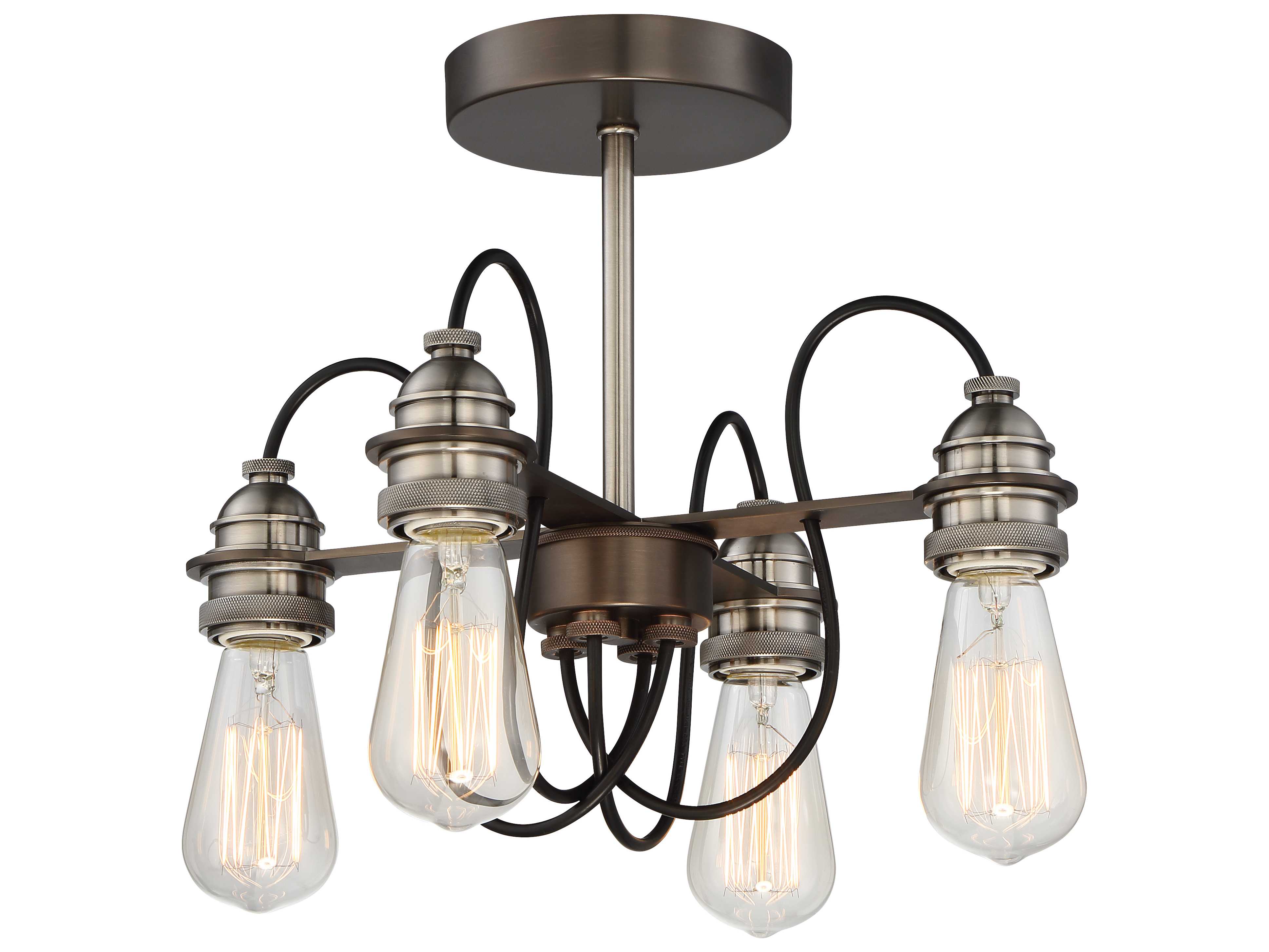 Minka Lavery Uptown Edison Harvard Court Bronze With Pewter Semi Flush Mount
