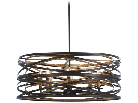Minka Lavery Vortic Flow 8-Light Dark Bronze Mosaic Gold Candelabra Drum Chandelier
