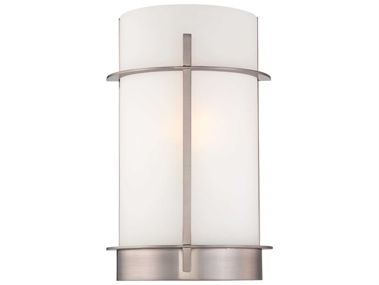Minka Lavery 1-Light Brushed Nickel Glass Wall Sconce