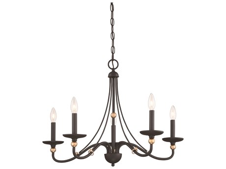 Minka Lavery Westchester County 5-Light Sand Coal Skyline Gold Leaf Black Candelabra Chandelier