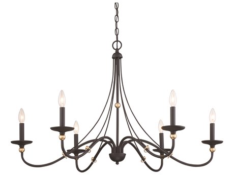 Minka Lavery Westchester County 6-Light Sand Coal Skyline Gold Leaf Black Candelabra Chandelier