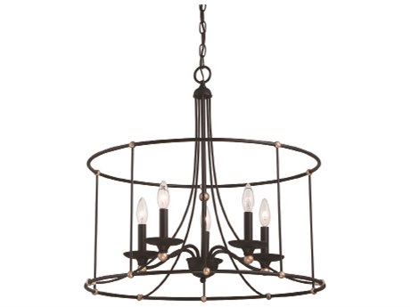 Minka Lavery Westchester County 5-Light Sand Coal Skyline Gold Leaf Black Candelabra Chandelier