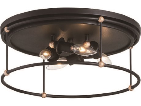 Minka Lavery Westchester County 4-Light Sand Coal Skyline Gold Leaf Black Flush Mount