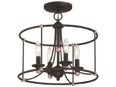 Minka Lavery Westchester County 4-Light Sand Coal Skyline Gold Leaf Black Semi Flush Mount