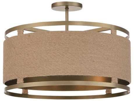 Minka Lavery Windward Passage 4-Light Soft Brass Drum Semi Flush Mount