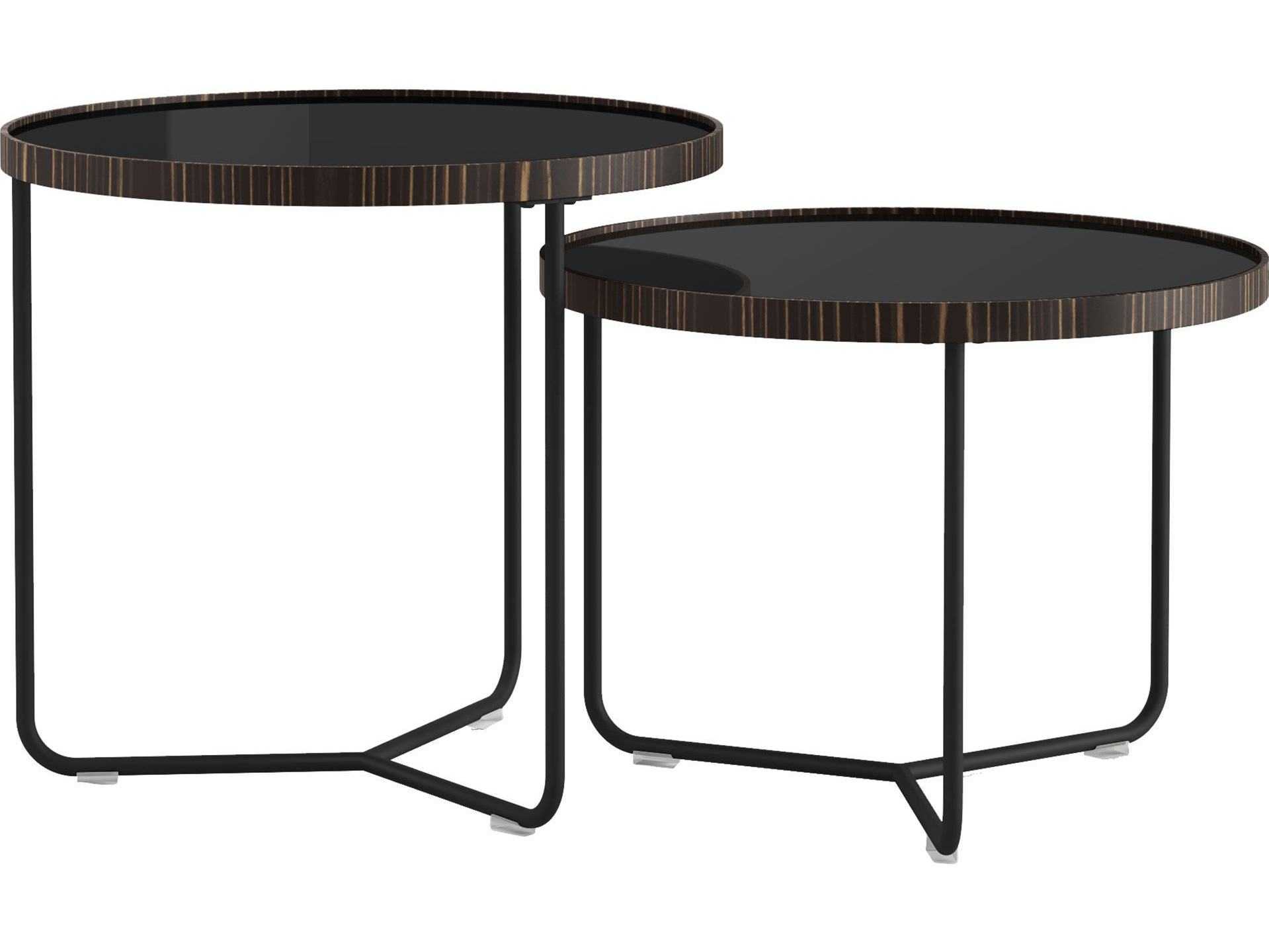 Modloft Adelphi Black Glass 36'' Wide Round Nesting Table