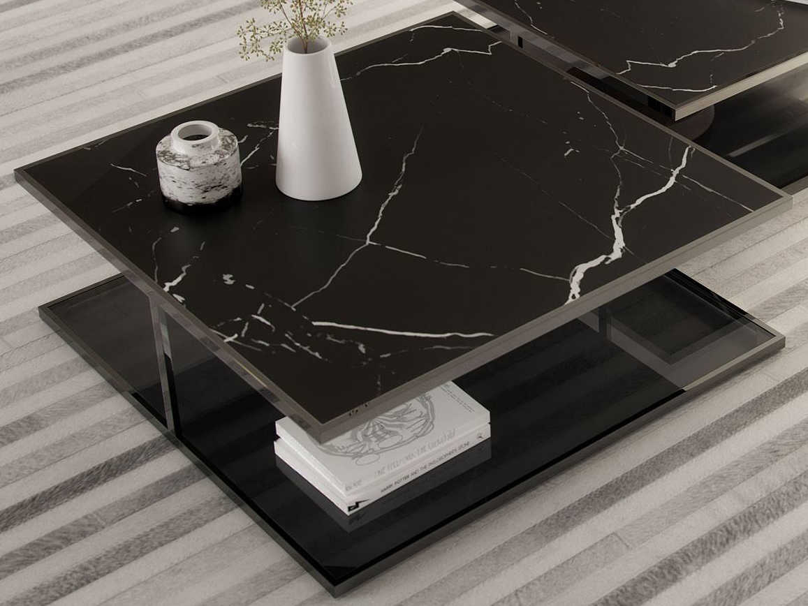 Modloft Ann Black Marble 39 Wide Square Coffee Table Molmd433blk