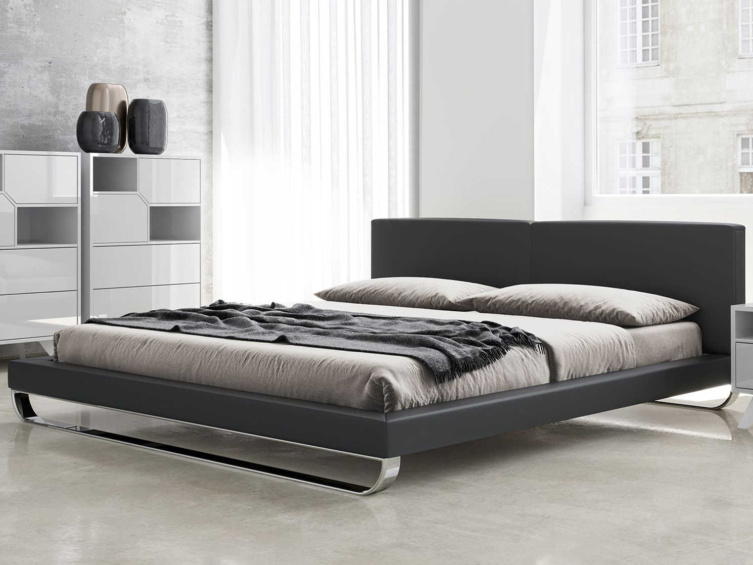 Modloft Chelsea Eiffel Tower Eco Leather King Platform Bed MOLMD331KEFT