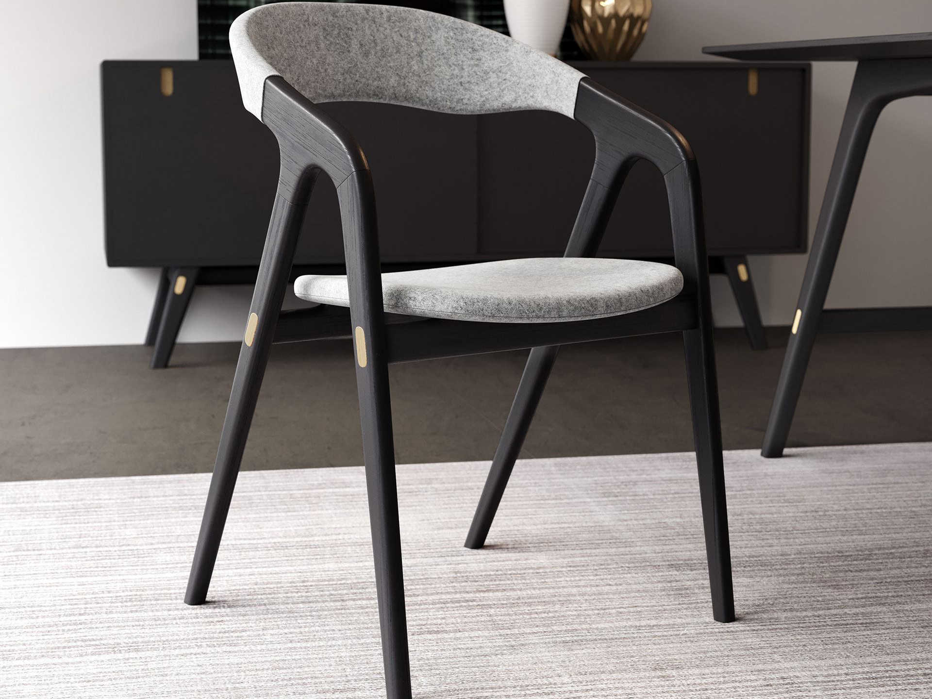 Modloft Kaede Black Oak Arm Dining Chair | MOLDESKA013081ANBLK