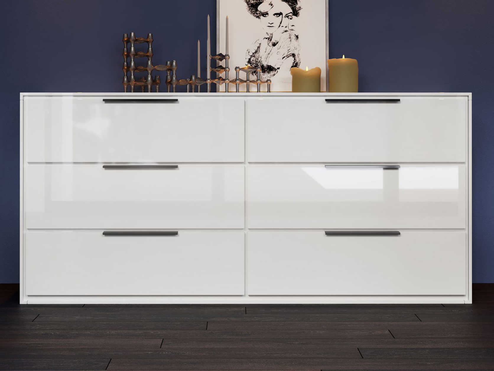 Modloft Thompson Glossy White SixDrawer Double Dresser MOLMD321DRLAQ