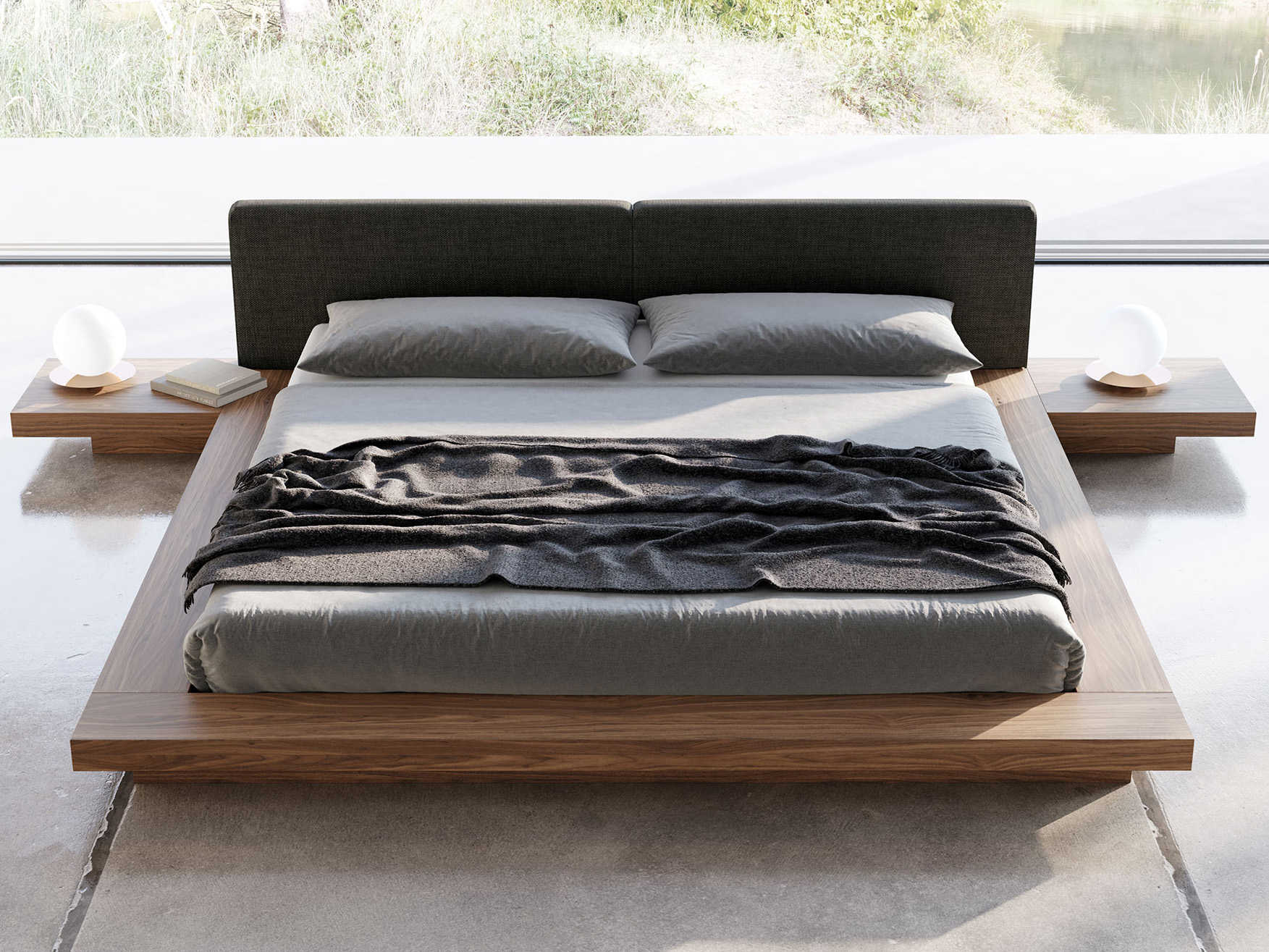 Modloft Worth Soft Carbon Fabric, Loft California King Bed Frame With Headboard