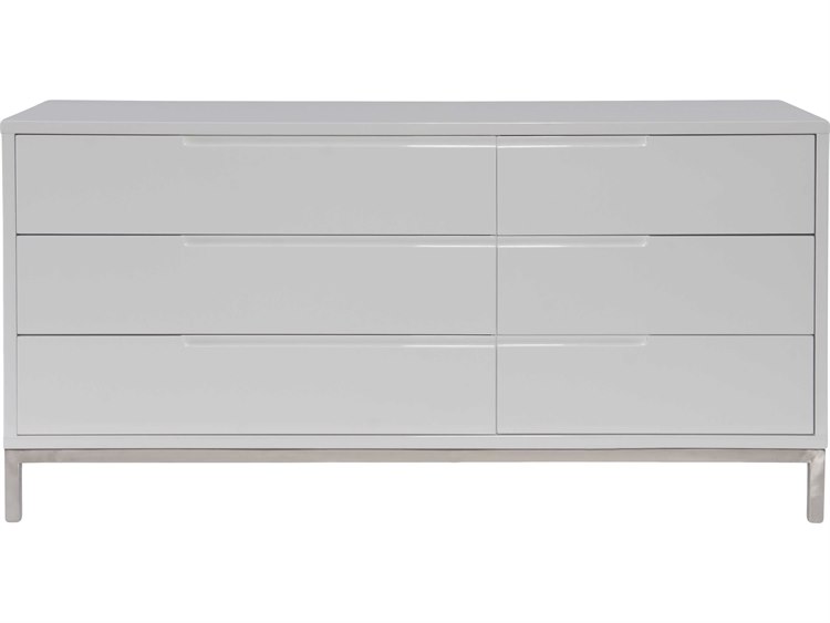 Moe S Home Collection Naples Six Drawer White Dresser With