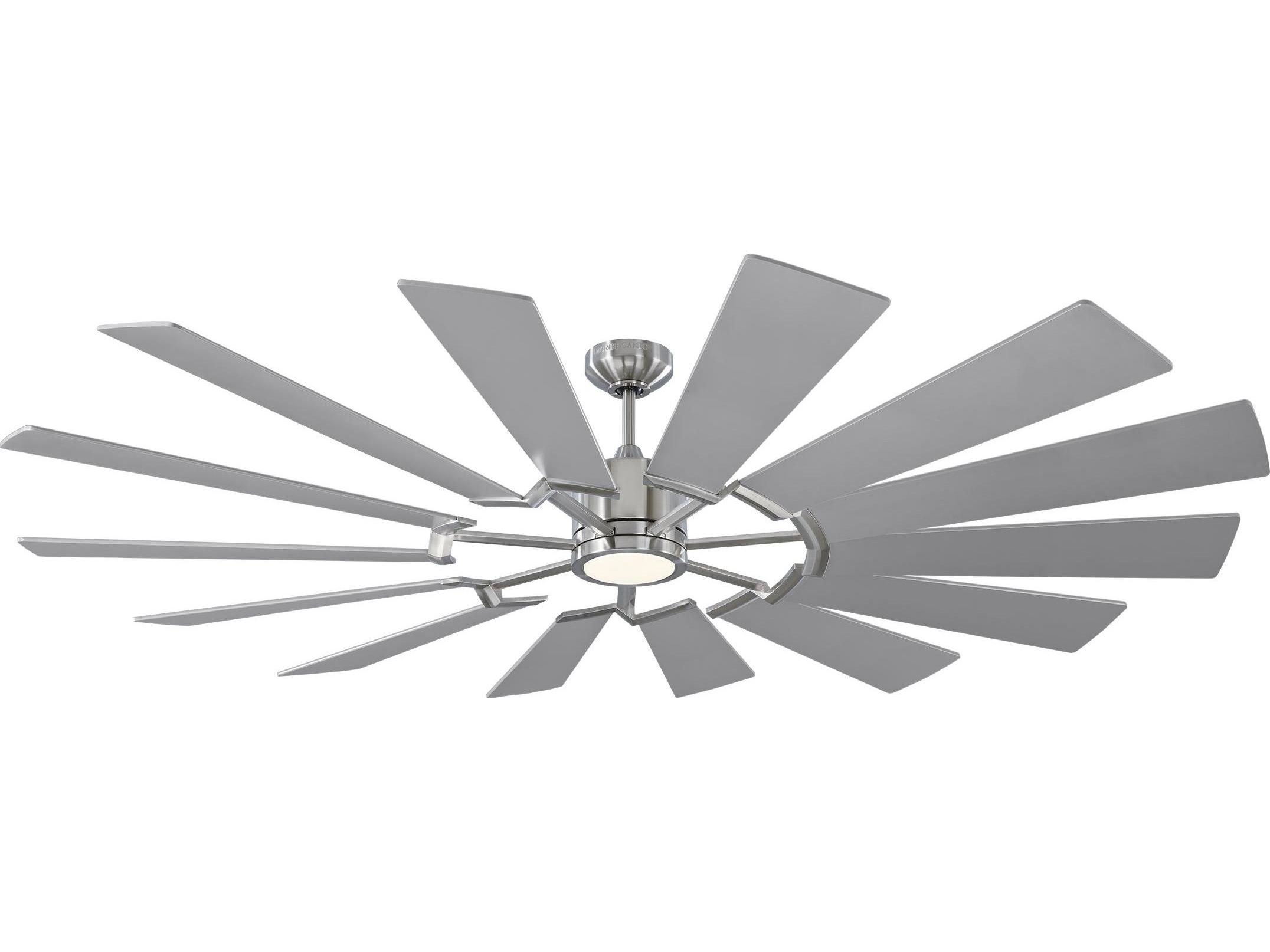 Monte Carlo Fans Prairie Brushed Steel 72 Wide Led Indoor Outdoor Ceiling Fan With Washed Oak Blades