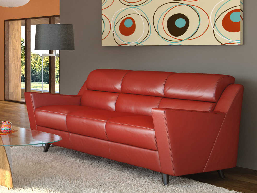 Moroni Lucia MidCentury Brick Red Sofa MOR35803B1349