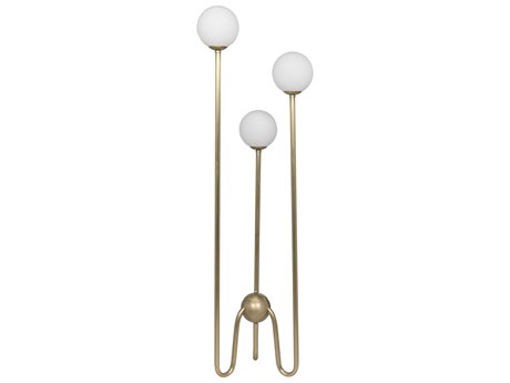 Noir Seafield Antique Brass Glass Floor Lamp