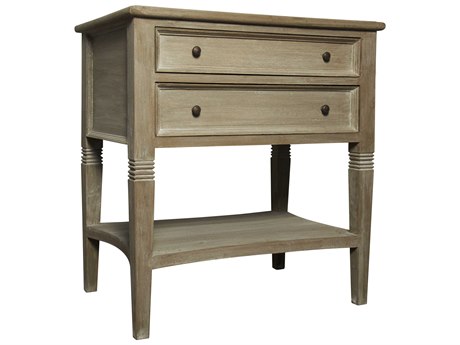 Noir Oxford 2-Drawers Brown Mahogany Wood Nightstand
