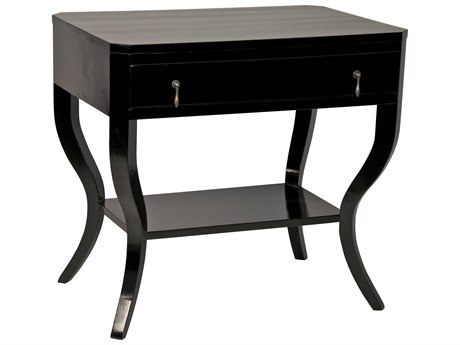 Noir Bedroom Storage 1-Drawer Birch Wood Nightstand