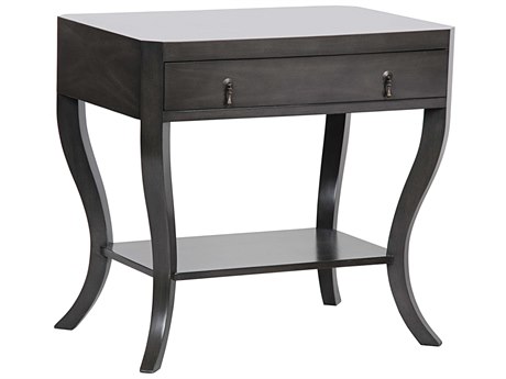 Noir Bedroom Storage 1-Drawer Gray Mahogany Wood Nightstand