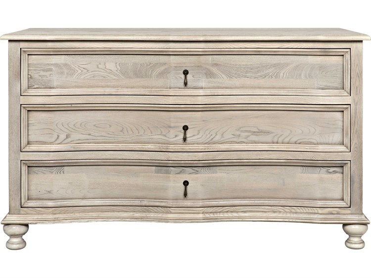 Noir Furniture Curved Front Vintage Grey Three Drawer Single Dresser Chest