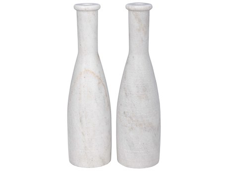 Noir Moris Decorative Candle Holder Set of 2 White Marble