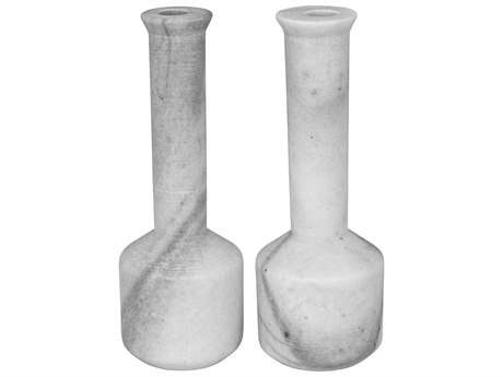 Noir Markos Decorative Candle Holder Set of 2 White Marble