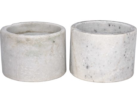 Noir Syma Decorative Candle Holder Set of 2 White Marble