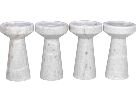 Noir Aleka Decorative Candle Holder Set/4 A White Marble