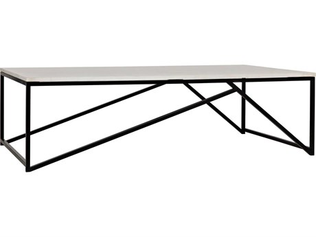 Noir Rectangular Stone Matte Black Coffee Table