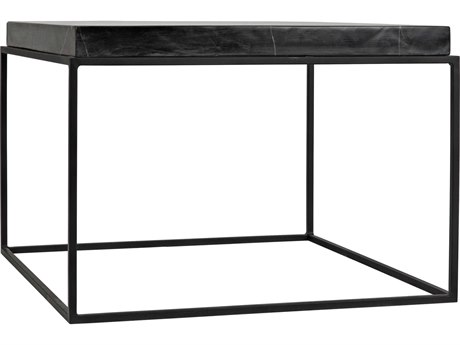 Noir Square Stone Matte Black Coffee Table