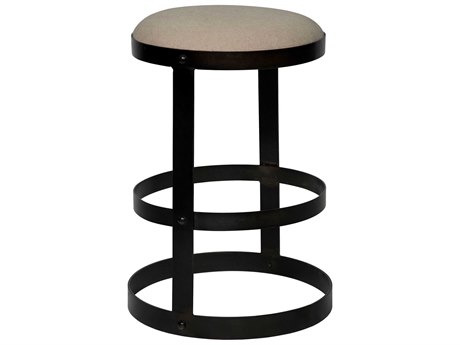 Noir Upholstered Black Metal Counter Stool