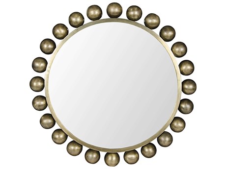 Noir Cooper Antique Brass Round Wall Mirror