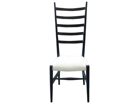 Noir Mahogany Wood Black Upholstered Side Dining Chair