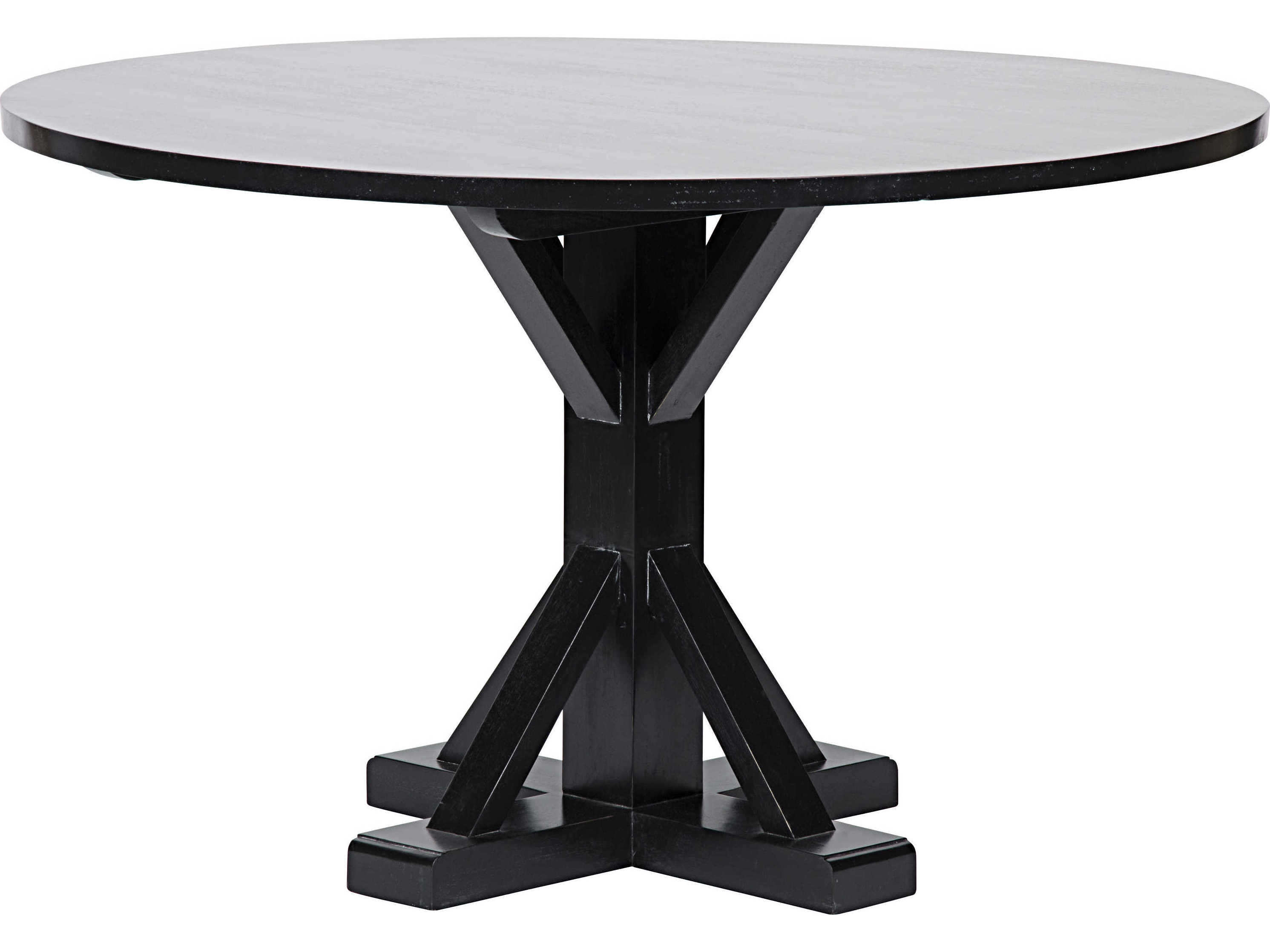 Noir Furniture Criss Cross Hand Rubbed Black 48 Round Dining Table Noigtab419hb48