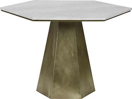 Noir Hexagon Stone Antique Brass Dining Table