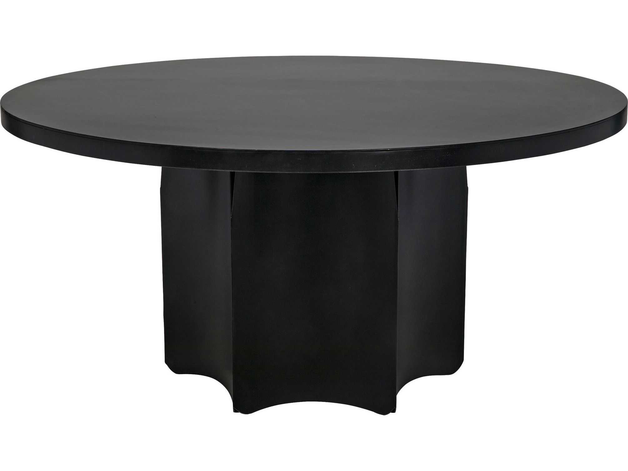 Noir Furniture Black Metal 58 Wide, Round Dining Table Black