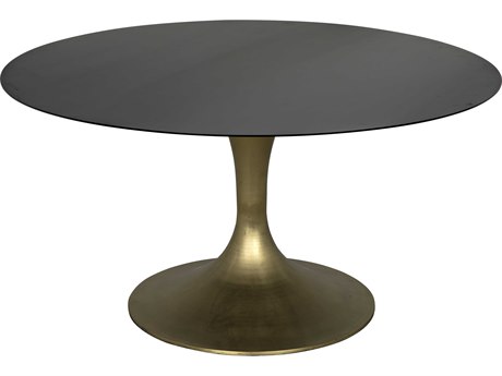 Noir Round Metal Antique Brass Dining Table