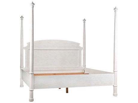 Noir Douglas White Washed Mahogany Wood King Poster Bed