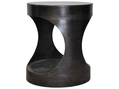 Noir Round Black Metal End Table