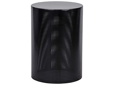 Noir Round Black Metal End Table