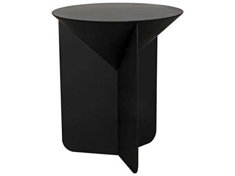 Noir Round Black Metal End Table