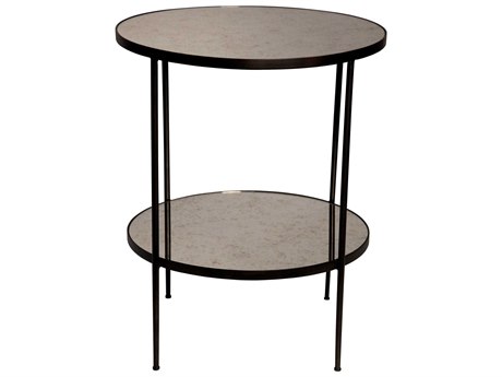 Noir Round Glass End Table