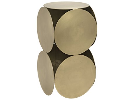 Noir Round Metal Antique Brass End Table