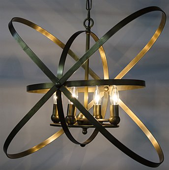 Noir Sassari 4-Light Antique Brass Chandelier