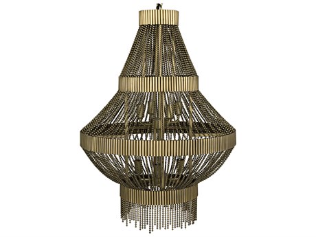 Noir Fixed Lighting 8-Light Antique Brass Empire Tiered Chandelier