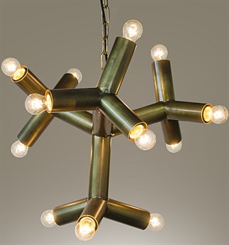 Noir Fixed Lighting 12-Light Antique Brass Geometric Pendant