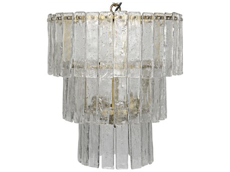 Noir Fixed Lighting 4-Light Antique Brass Glass Tiered Pendant