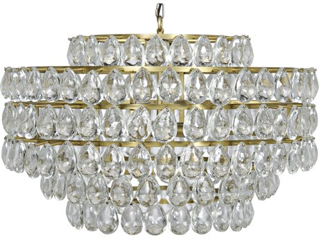 Noir Fixed Lighting 4-Light Antique Brass Crystal Tiered Pendant