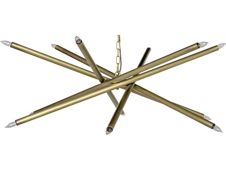 Noir Fixed Lighting 10-Light Antique Brass Sputnik Pendant