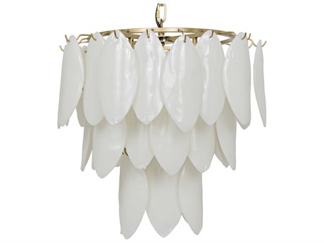 Noir Fixed Lighting 4-Light Antique Brass Glass Tiered Pendant