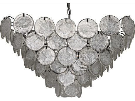 Noir Fixed Lighting 4-Light Black Glass Tiered Pendant